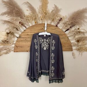 Sundance Gray Embroidered Blouse